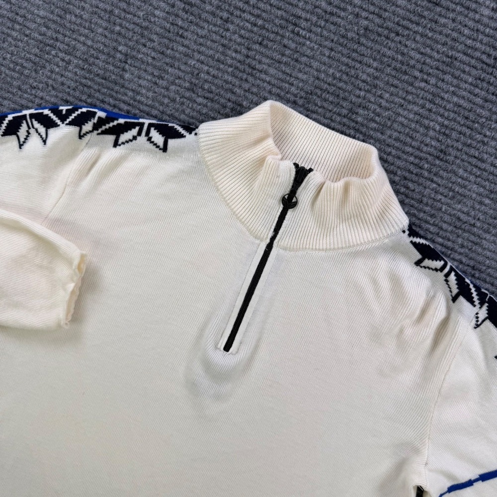 Dale of Norway 1870 Wool Quarter Zip Sweater Womens Medium Cream White Nordic
